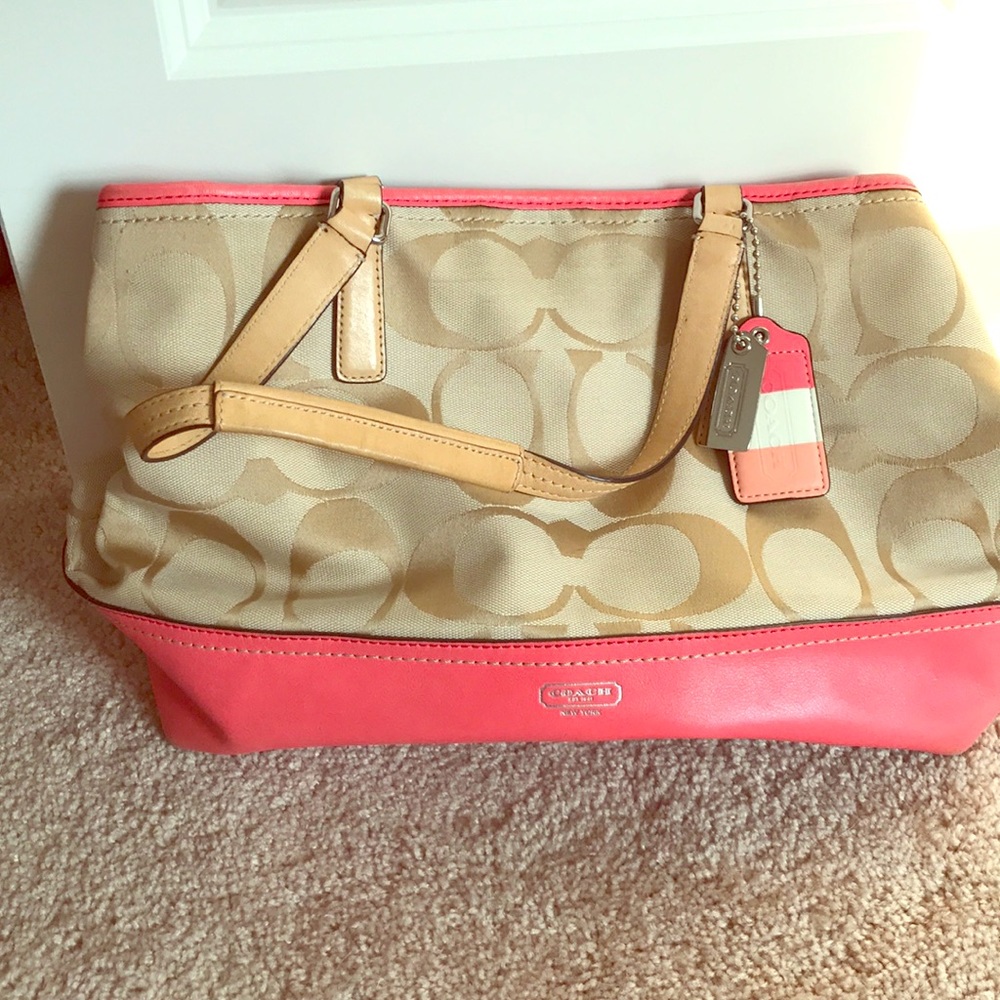 Coach signature pink tote bag